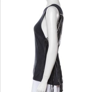 Theyskens Theory Tank w/ Leather Fringe
